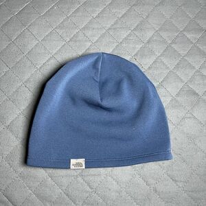 The North Face Jim Beanie Unisex Blue Gray Knit Hat Fleece Lined One Size